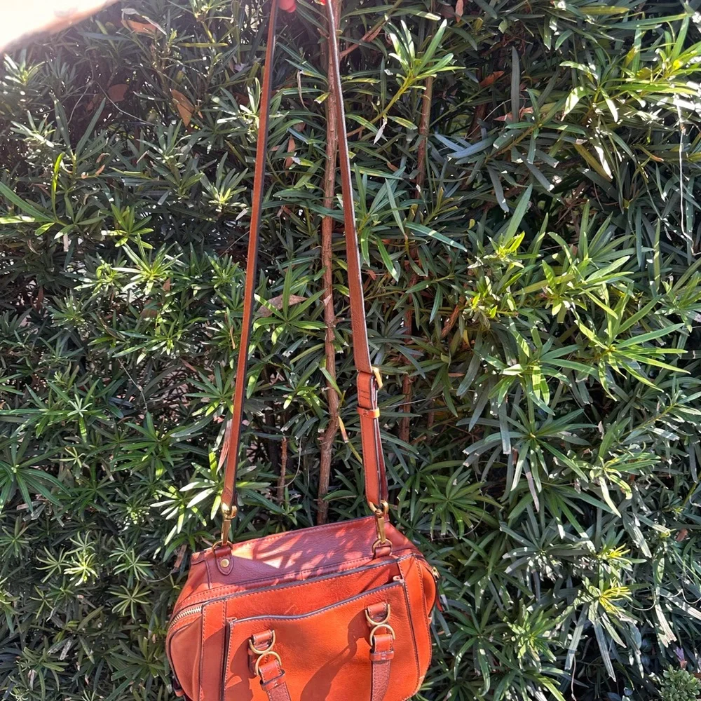 Fossil Brand Classic Women's Leather Satchel/Crossbody  Handbag - Rust Brown - Picture 6 of 7
